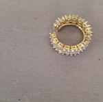 Gold-plated adjustable steel ring with crystals