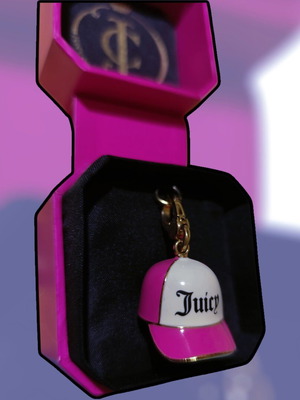 Juicy Couture Baseball Cap Charm καινούργιο με κουτί, ροζ και χρυσαφί