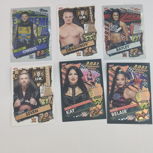 Topps WWE Slam Attax 2021 rare card collection, pack of 6