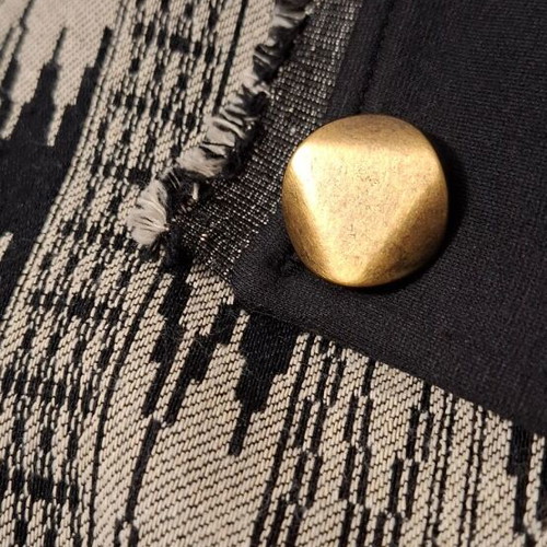 Le Vertige coat new with large gold buttons, black and beige