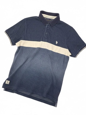 Μπλούζα πόλο U.S. Polo Assn. L σκούρο μπλε μεταχειρισμένη με λευκή ρίγα