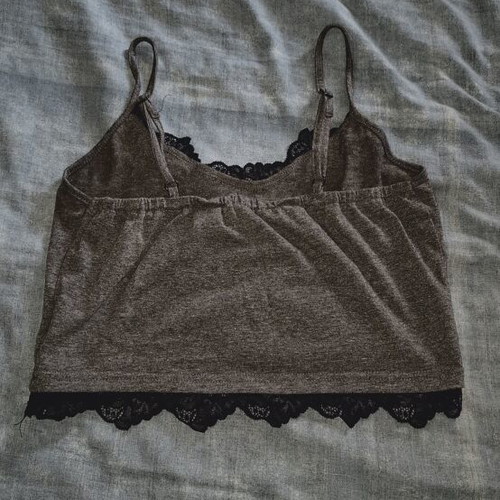 Whimsygoth Crop Top Shein new, black and grey, lace trimming