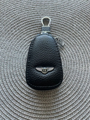 Bentley Leather Car Key Case new, black with metal details