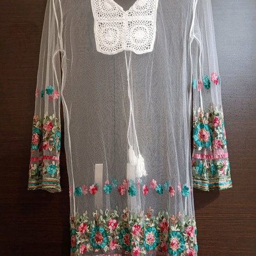 Transparent embroidered shirt Ruby Yaya new, size L, white multicolor