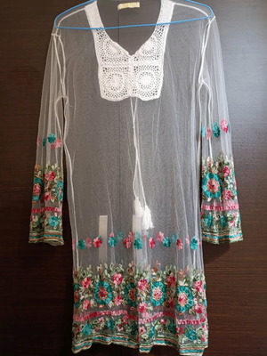 Transparent embroidered shirt Ruby Yaya new, size L, white multicolor