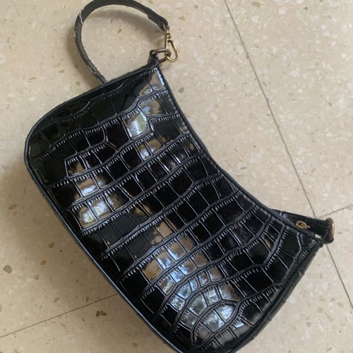 A-Cold-Wall Black Croc Print Handbag Used With Gold Hardware