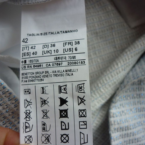 Sisley pants used, waist 36 cm, length 82 cm, size S, white multicolor
