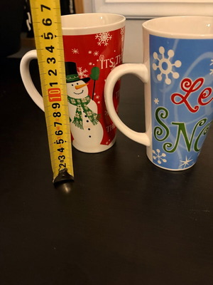 Set of 2 Large Christmas Mugs with Snowman, 15cm