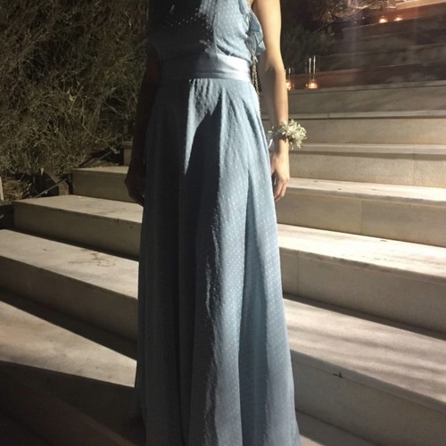 Costureras maxi dress blue polka dot like new, backless