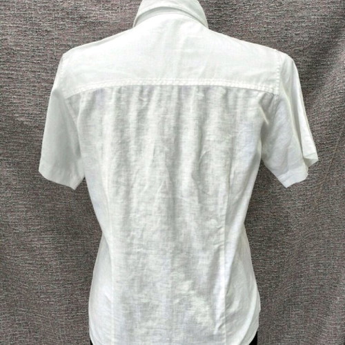 White shirt with embroidery and beads like new, linen-cotton size M-L