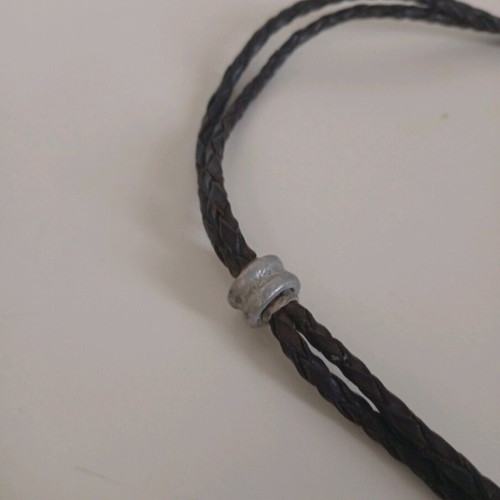 Men's leather necklace new brown with tooth and silver arrow