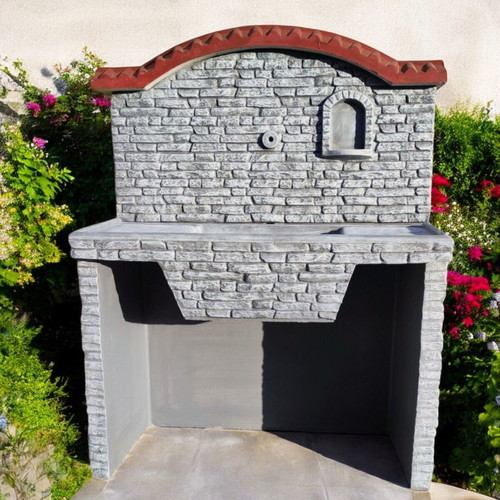 Garden fountain Elena outdoor gray and white sink