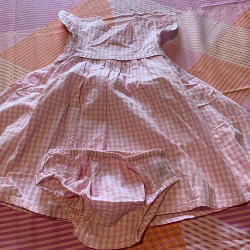 Mothercare dress 12-18 months like new with diaper cover pink-white