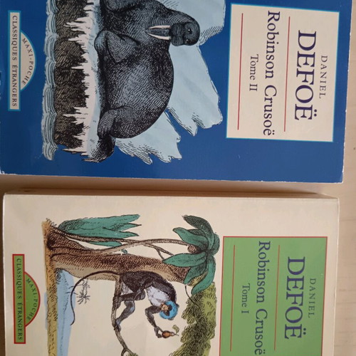 Robinson Crusoe literary books volumes 1 and 2 new, French