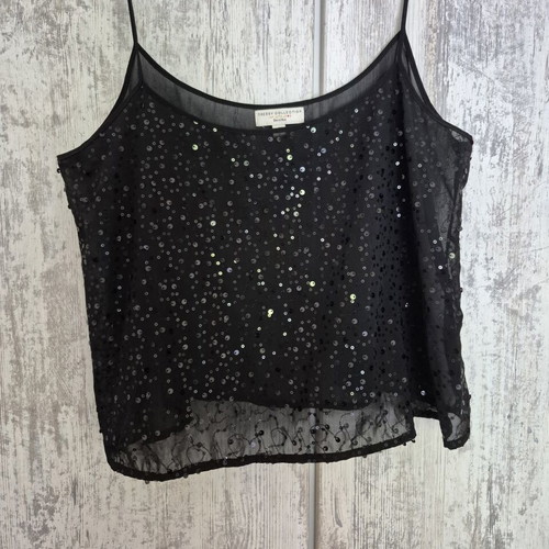Bershka Black Crop Top like new, sequin