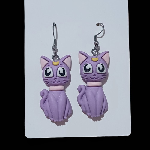 Sailormoon Luna earrings with steel hooks