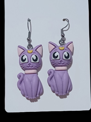 Sailormoon Luna earrings with steel hooks
