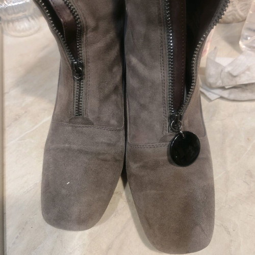 Velour Mango ankle boots used, 4 cm heel, taupe