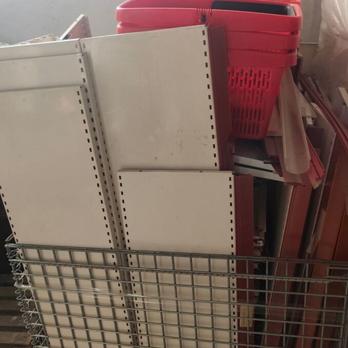 Professional equipment with 4 used refrigerators and supermarket shelves