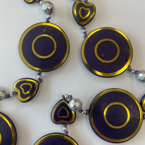 Long blue and gold necklace like new