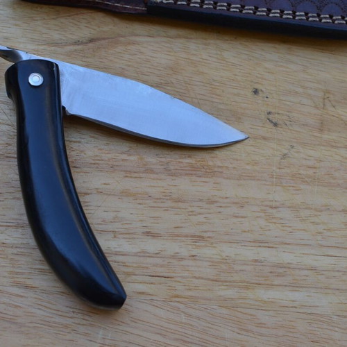 Folding knife stainless steel handmade buffalo horn handle new