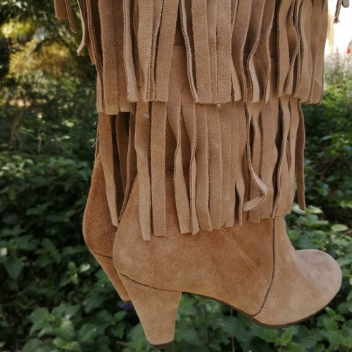 Beige boots made of genuine suede leather, like new
