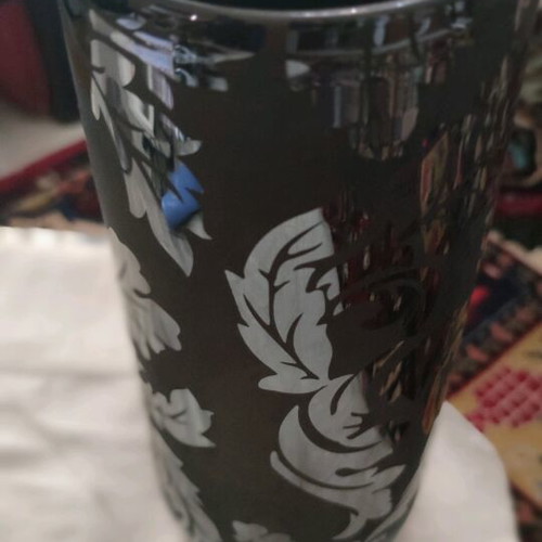 Porcelain vase new black with matte and glossy flowers