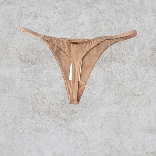 Luna beige string panties, Large and XLarge