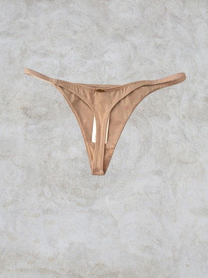Luna beige string panties, Large and XLarge