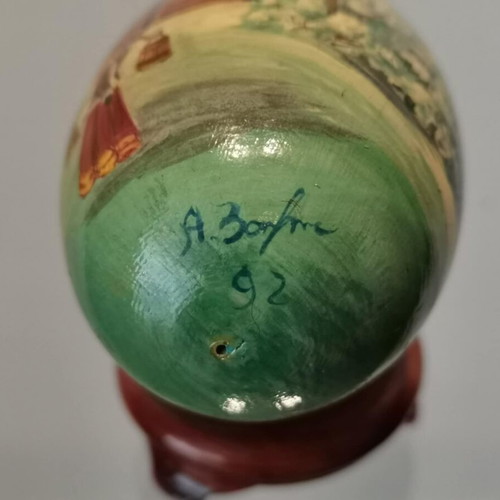Russian egg used with hand-painted decoration, wooden ornament