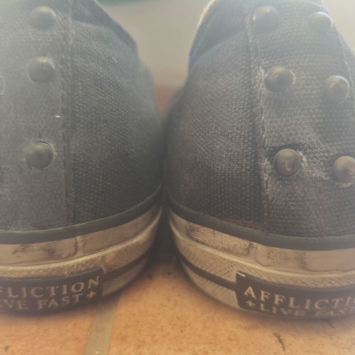 Affliction sneakers like new, black, size 43, linen with thick laces