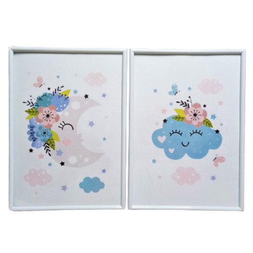 Set of 2 moon and cloud frames 22x31 cm made to order