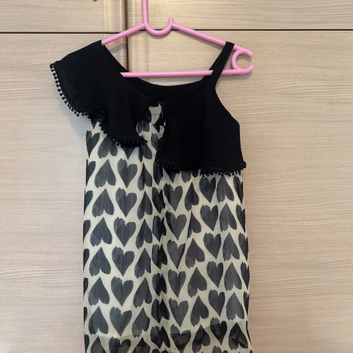 Yell Oh! dress black with beige hearts like new, 3-4 years up to 104 cm