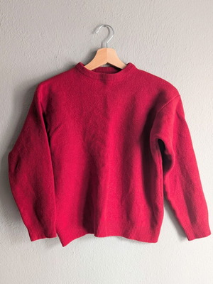 Vintage unisex μάλλινο πουλόβερ σε κόκκινο, μέγεθος M με ατέλεια
