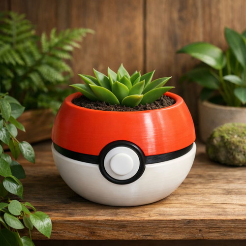 Poké Ball planter new, 3D printed PLA for small plants