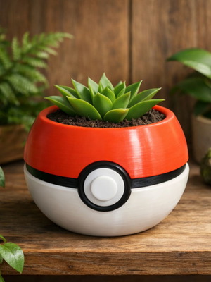 Γλάστρα Poké Ball καινούργια, 3D εκτυπωμένη PLA για μικρά φυτά