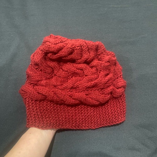 Red knitted beanie like new