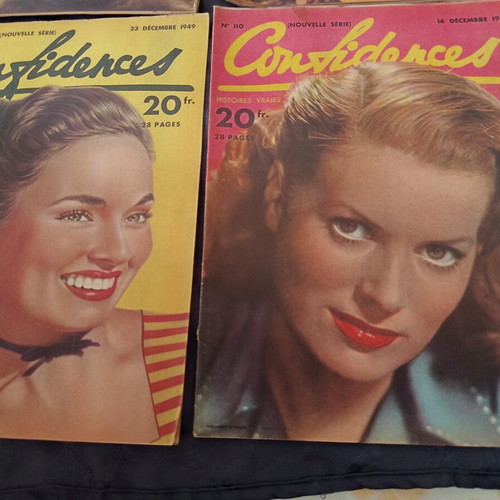French magazines Confidences 1949-1950 like new, set of 4
