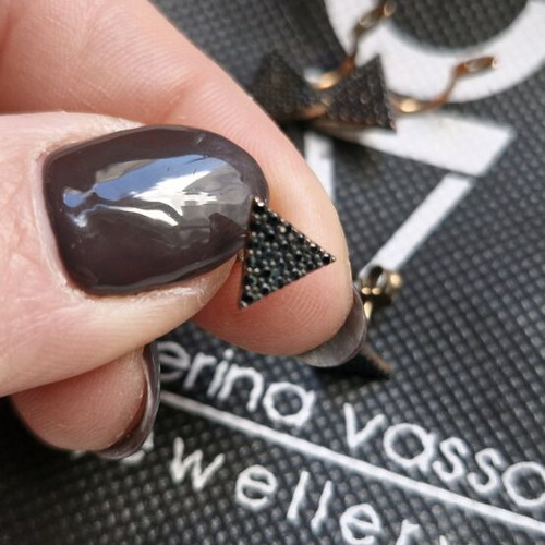 Katerina Vassou earrings silver 925 with black crystals used
