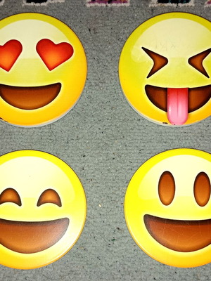 Emoji coasters used, pack of 4, 11x11 cm