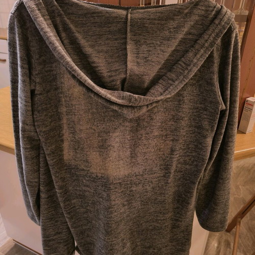 Thin gray jacket with hood used, size Medium