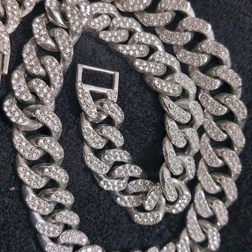 Steel necklace short with stones new, length 41 cm