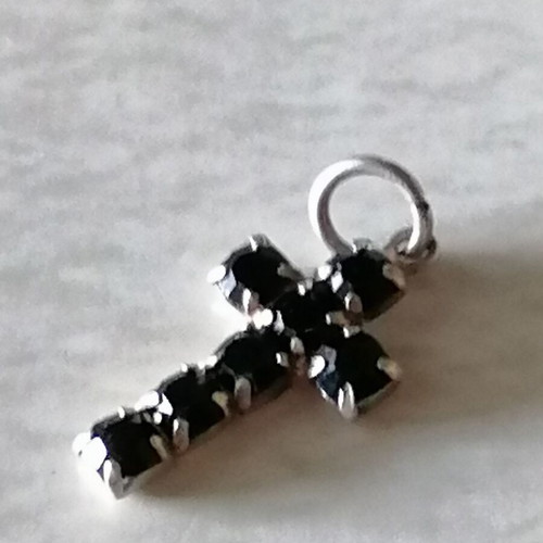 Silver 925 Cross with Black Zircons new