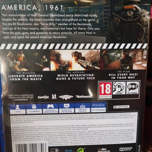 Wolfenstein game pack like new for PlayStation 4