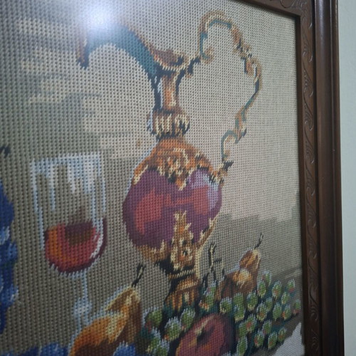 Handmade embroidery framed textile art like new