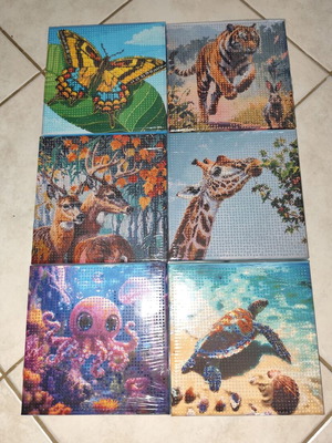 Diamond Canvas Set of 6 Small Decorative Paintings New