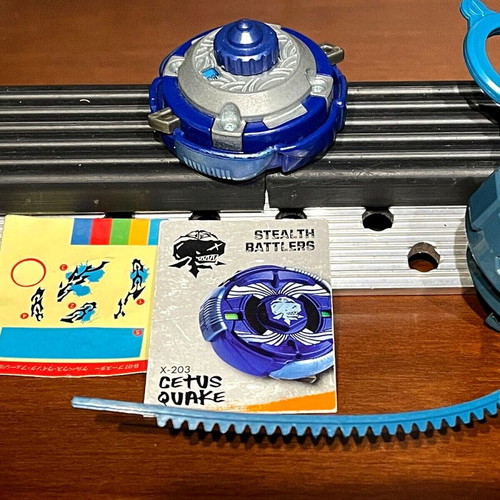 Beyblade XTS Stealth Battler X-203 Cetus Quake used with launcher and card