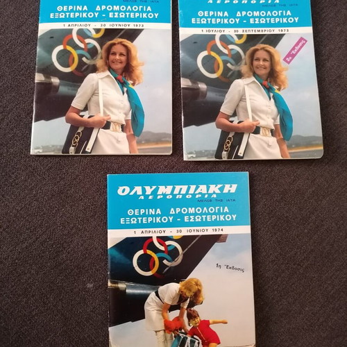 Olympic Airways booklets used, set of 3, 1973-1974