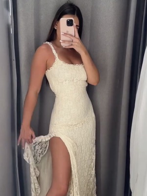 Bershka viral lace dress, white, size L