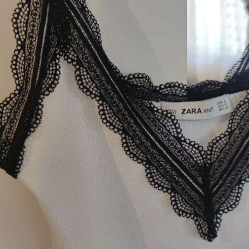 Zara white lingerie-style top like new, size S